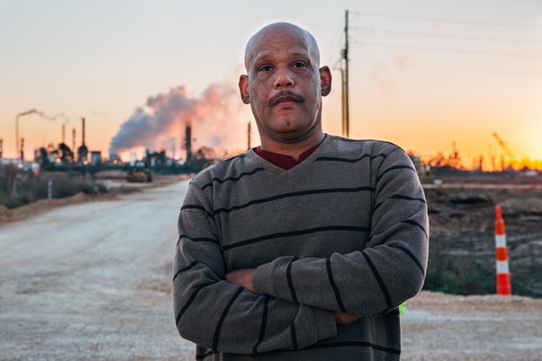 A still from the film Mossville, showing Stacey Ryan a resident affected by petrochemical plants in Mossville, Louisiana, US.