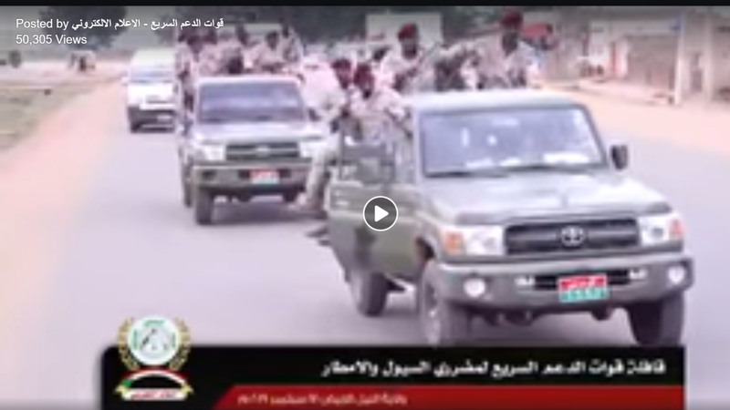 Source: RSF video showing RSF convoy with distinctive red and green registration number plates. Posted 18 September