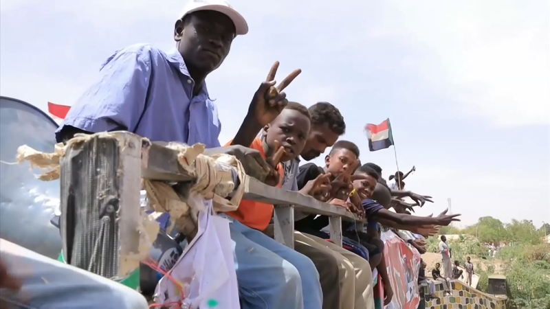 Sudan protestors in defiant mood as demonstrations go on in April 2019. © AP Archive