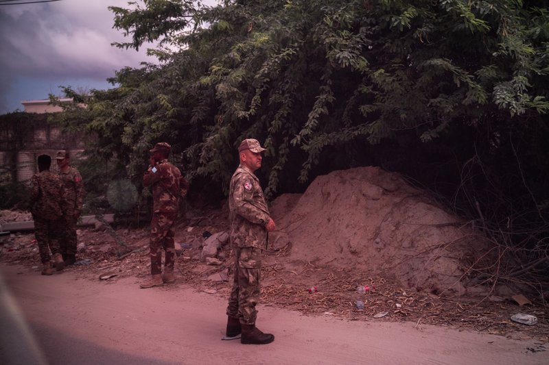 A Turkish solider directs traffic at the entrance to Mogadishu's Aden Adde International Airport, on April 26, 2025 in Mogadishu, Somalia