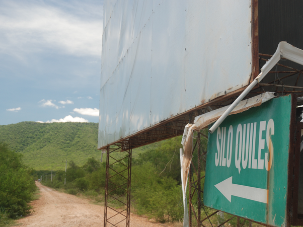 A sign pointing the way to a silo used to store soy near San José de Chiquitos in Santa Cruz.