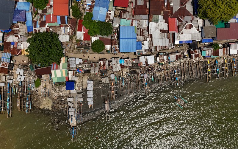 aerial view of coast in The Philippines, where extreme weather due to climate change is impact fisherpeople livelihoods