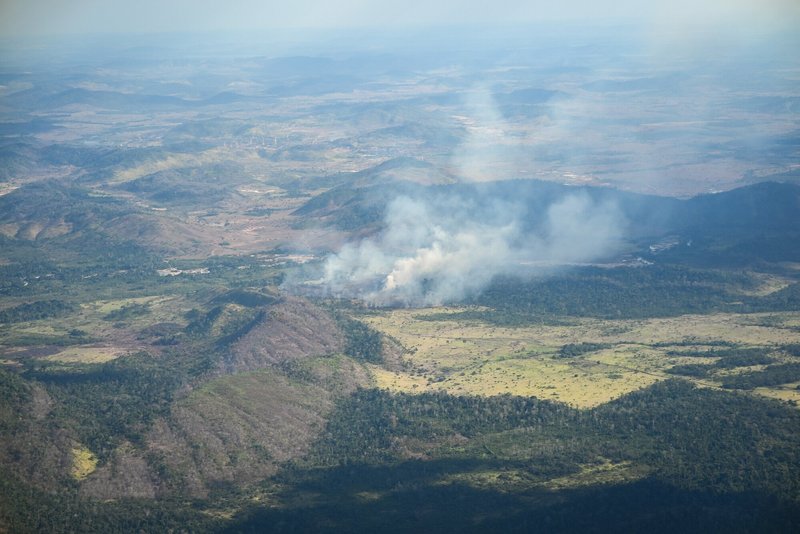 Smoke from fires in Apyterewa Indigenous territory, in Pará state, Brazil, July 2024. Cícero Pedrosa Neto / Global Witness