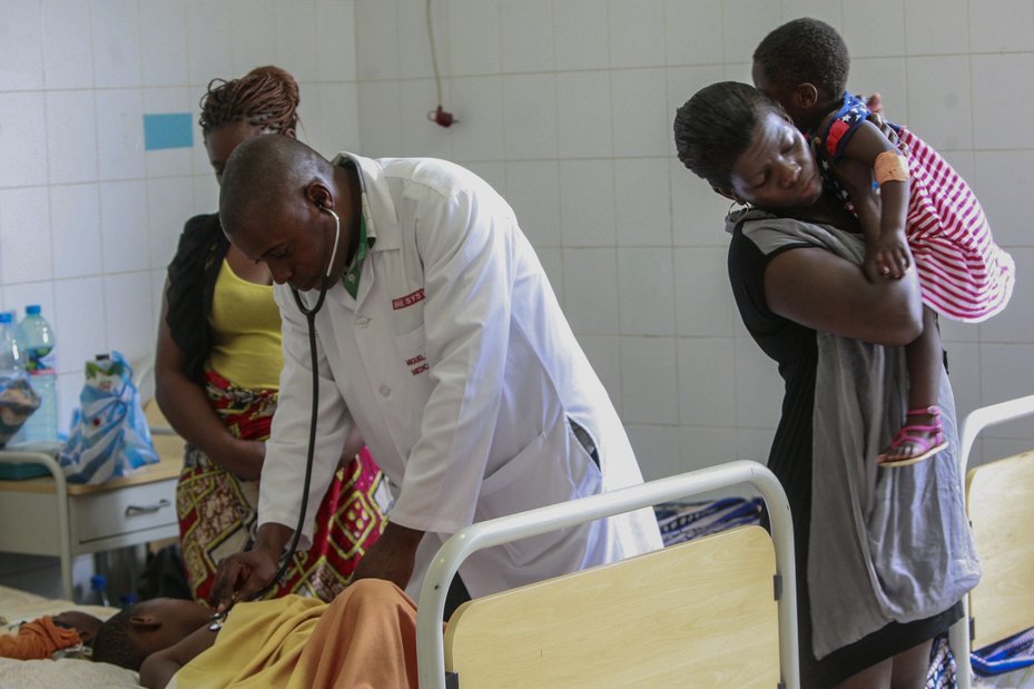 A child receiving treatment at a hospital in Luanda, Angola.