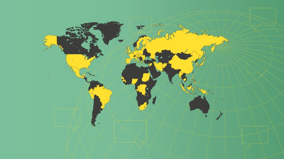 map showing global witness impact around world for annual report 2019