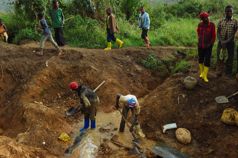 Artisanal miners pan for gold in South Kivu in the east of the Democratic Republic of the Congo