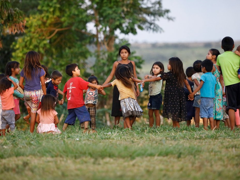 Children play at Campo Agua’e, an Ava Guaraní community impacted by illegal soy fumigations in Paraguay