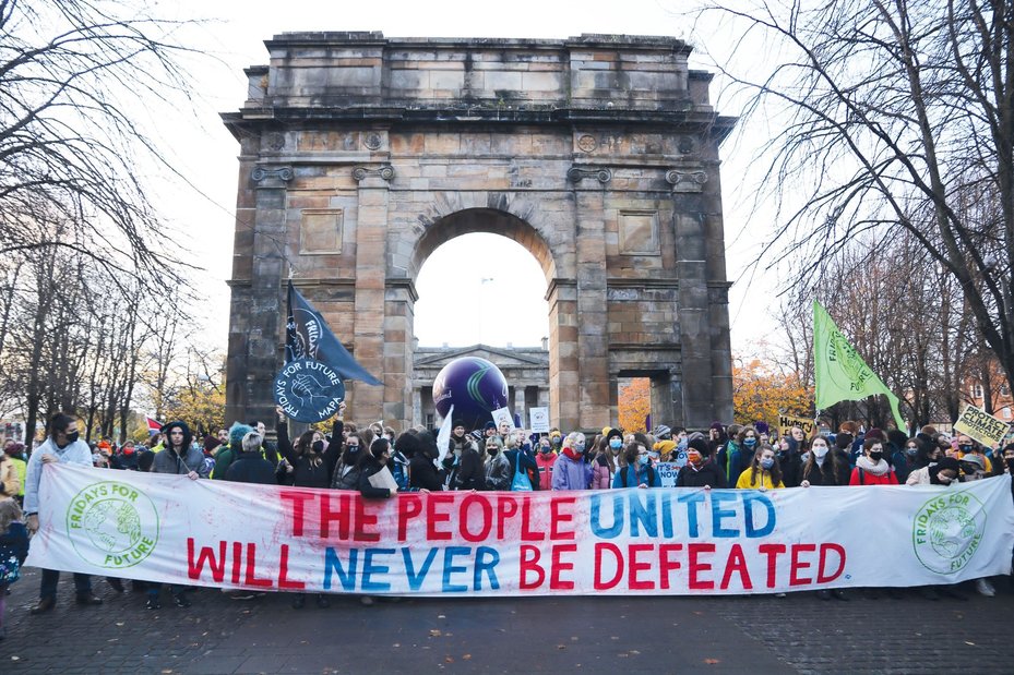 A climate justice rally and march organised by the COP26 Coalition in Glasgow