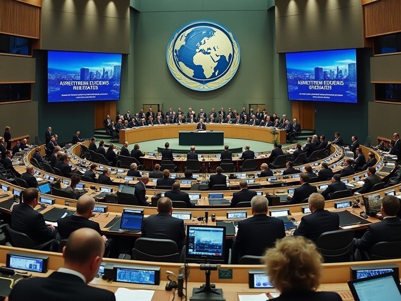 AI-generated image of COP29, using the prompt ‘Show me a photo-realistic picture of COP delegates’  (generated using Grok)