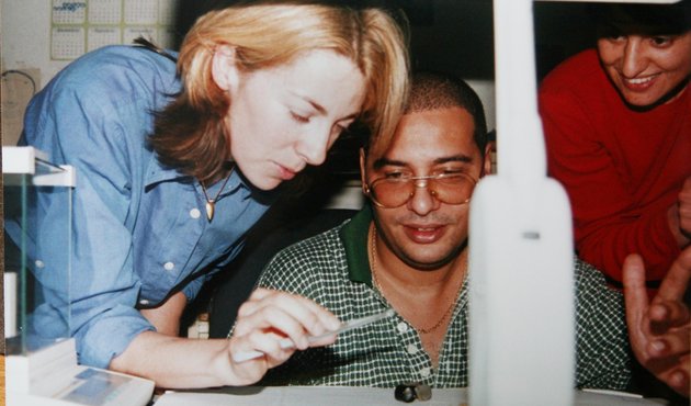 Charmian Gooch inspects diamonds.