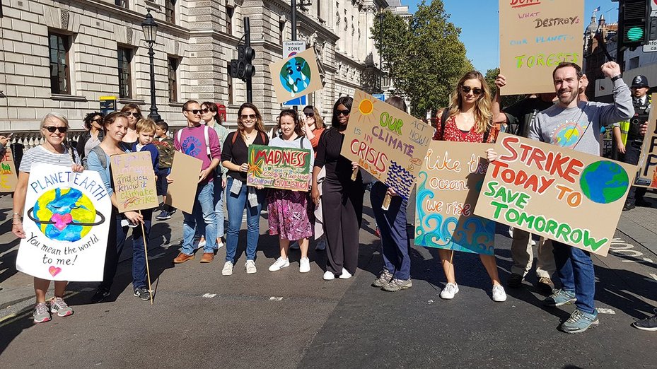 global witness staff demonstrate as part of global climate strike