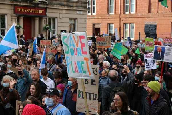 Climate strike march organised by Fridays for Future Scotland during COP26 on 5 November 2021, in Glasgow, Scotland.