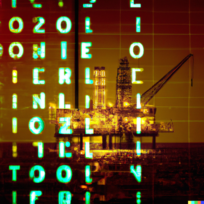 An AI generated image of an oil rig using OpenAI's DALL-2