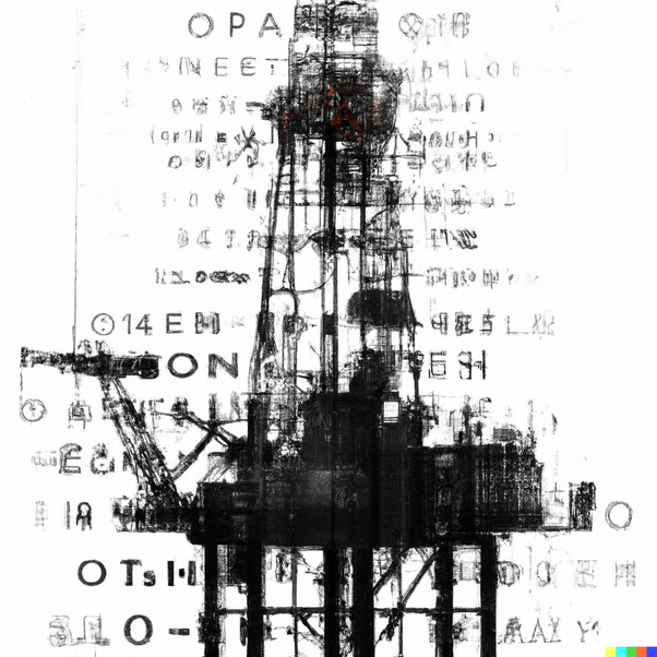 An AI generated image of an oil rig using OpenAI's DALL-2