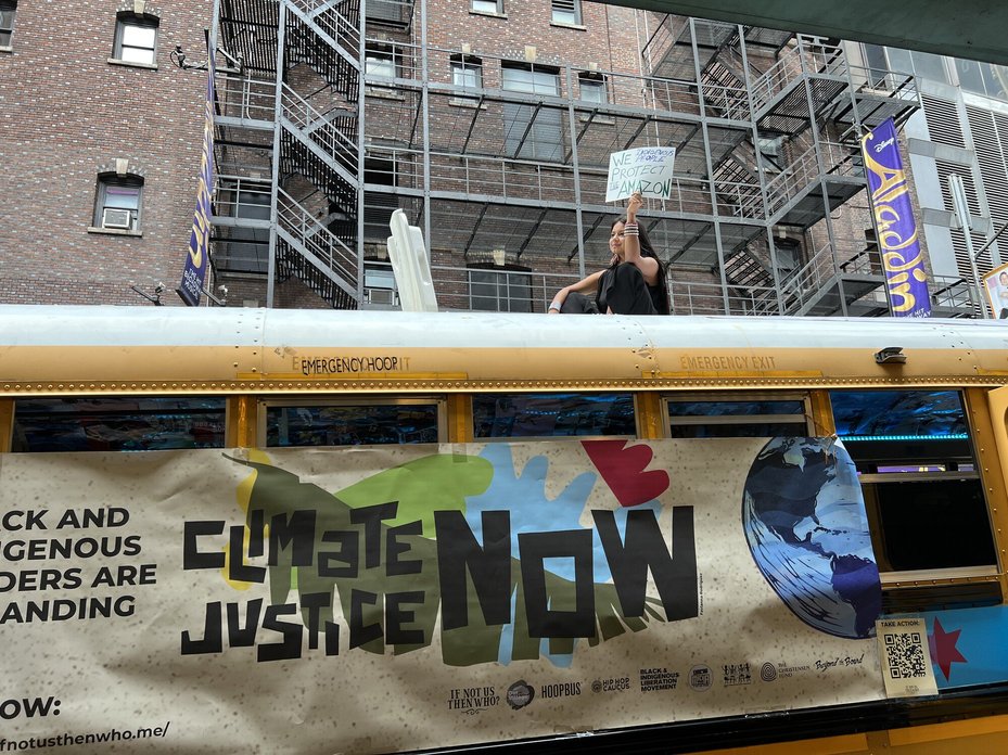 Helena Gualinga, an Indigenous activist from Ecuador, at the climate justice rally as part of New York Climate Week