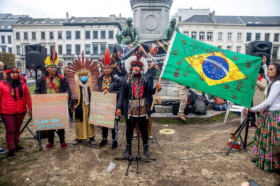 Indigenous Peoples' demonstration against Southern Common Market (MERCOSUR), in Brussels