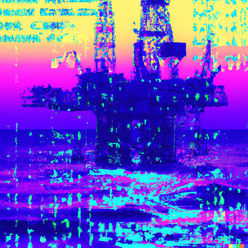 An AI generated image of an oil rig