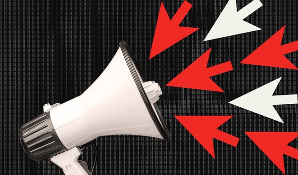 illustration of megaphone with cursor arrows pointing at it