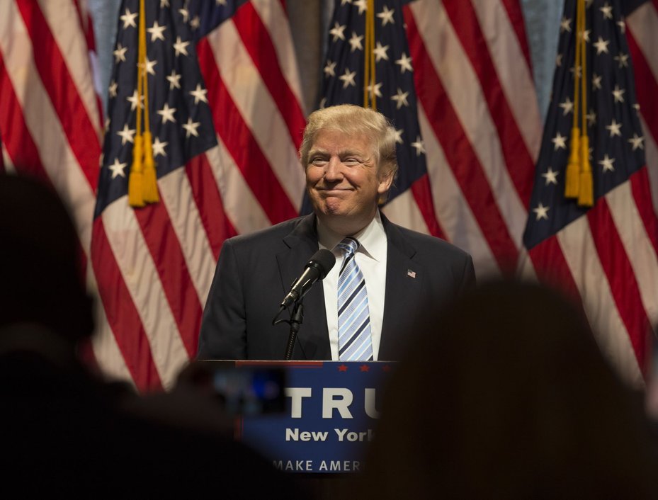 Donald Trump and US flags