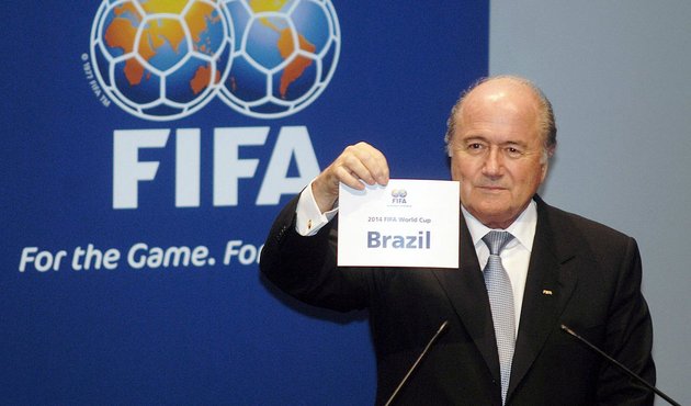 Joseph Blatter announcing 2014 World Cup will be held in Brazil