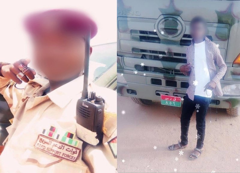 Source: Left: HINO Truck with RSF numberplate; source Facebook, posted 31 May 2019. Right: RSF militia member with ICOM radio – Facebook, posted 21 August 2019