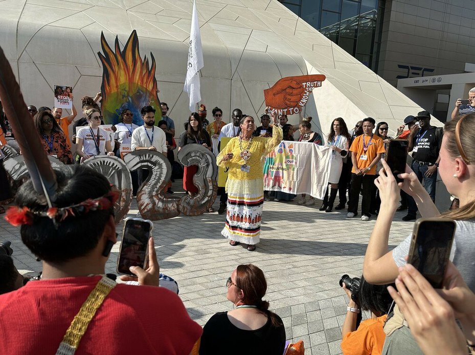 Activists protest at COP28 in Dubai