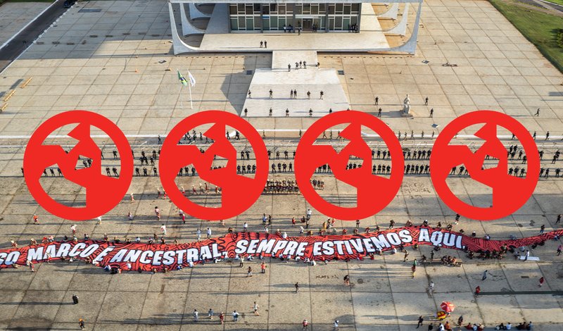 Collage showing a peoples protest with world icon overlaid