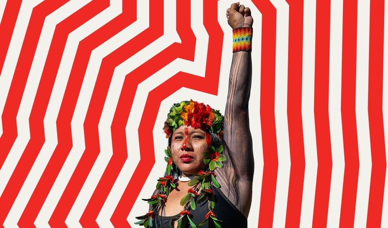 Graphic collage showing indigenous female activist