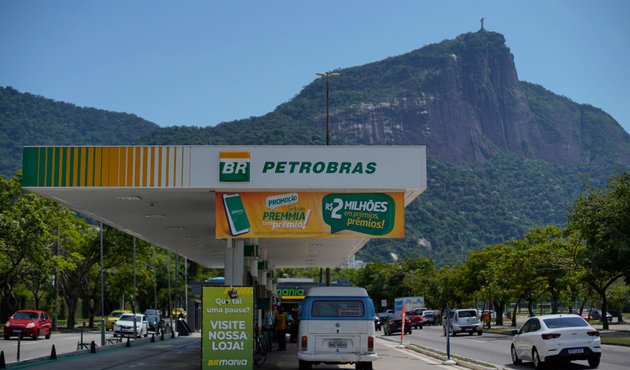 A gas station near the statue of Christ the Redeemer at south zone of Rio de Janeiro, Brazil