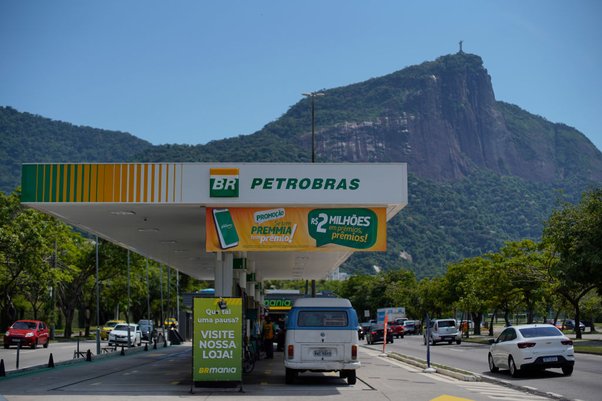 A gas station near the statue of Christ the Redeemer at south zone of Rio de Janeiro, Brazil