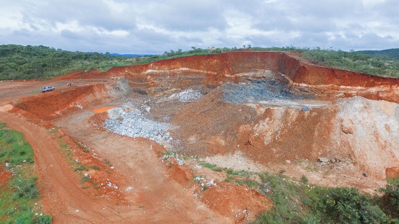 An aerial view showing part of the blast work done at the Arcadia mine in Goromonzi, Zimbabwe