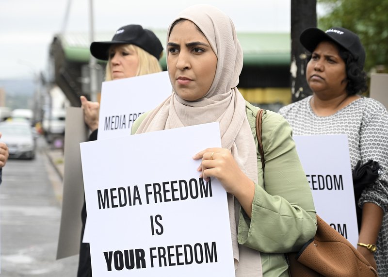 Qaanitah Hunter, News24 Assistant Editor at the Sanef picket outside Pietermaritzburg High Court during Jacob Zuma case against News24 journalist Karyn Maughan