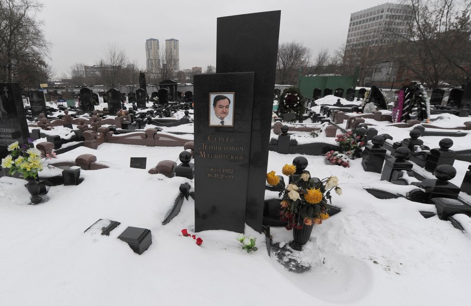 The grave of Russian lawyer Sergei Magnitsky pictured in 2012 in Moscow