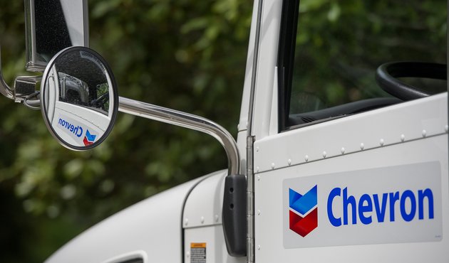 Chevron logo on a van