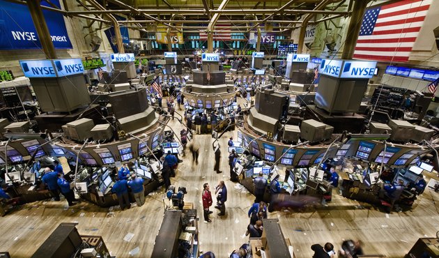High angle shot of the interior of New York Stock Exchange