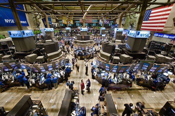 High angle shot of the interior of New York Stock Exchange