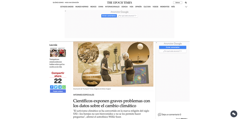 Google Ads displayed on the Spanish language version of The Epoch Times (Screenshot taken on 3 September 2024)