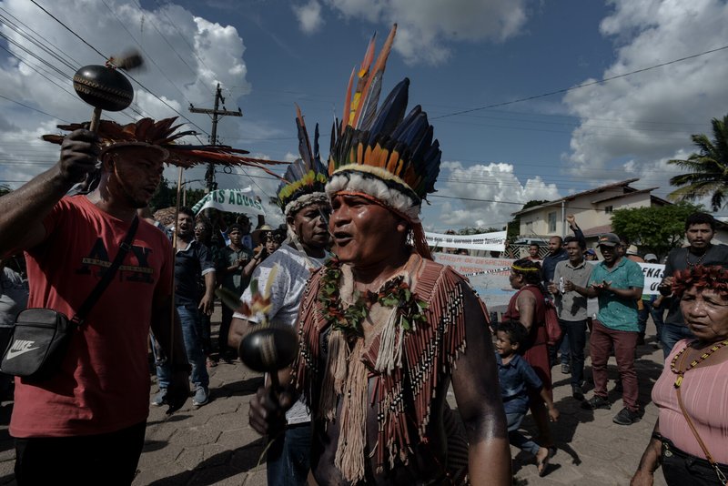 Indigenous and Quilombola communities protesting in front of a court in Tomé-Açu against BBF, Pará State, Brazil, in June 2022