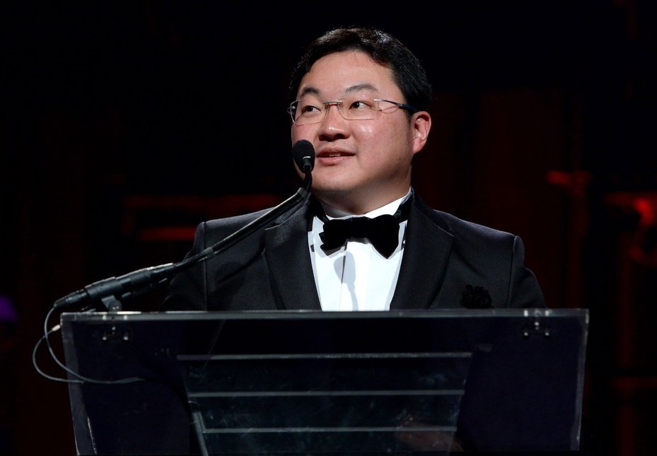 Jho Low, a Malaysian businessman, making speech in suit