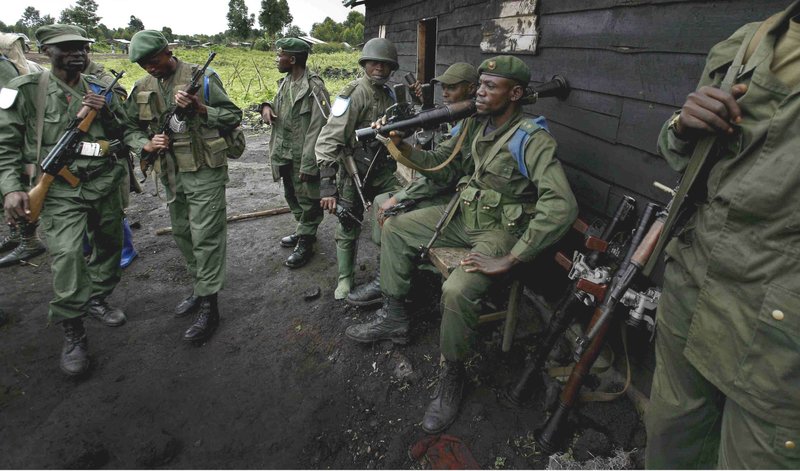 FARDC soldiers at an army post 12 km north of Goma