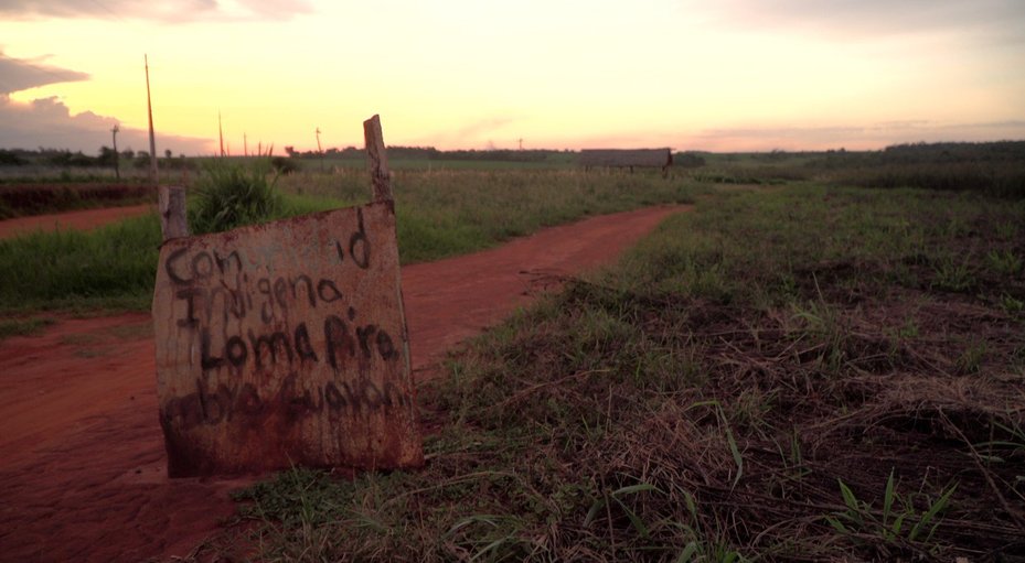 A sign at the entrance to the Loma Piro'y community in Paraguay