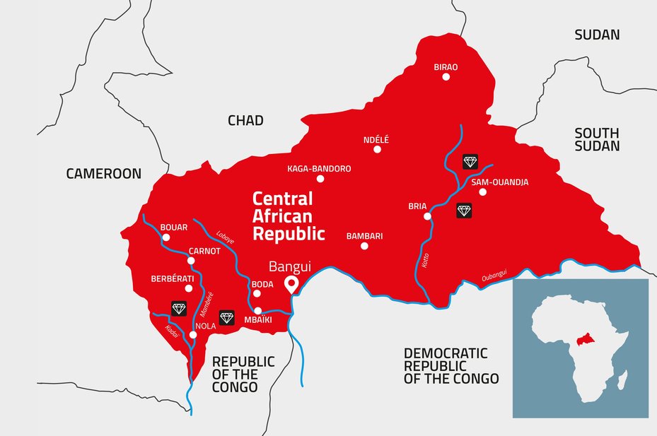 Map of Central African Republic (CAR)