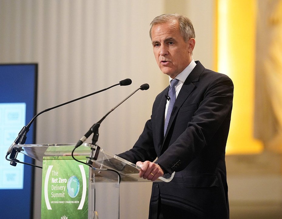 Mark Carney, UN Special Envoy on Climate Action and Finance, and Co-Chair of GFANZ, speaks during the Net Zero Delivery Summit at the Mansion House