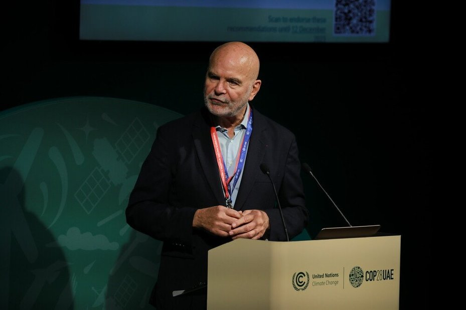 Michel Forst, UN Special Rapporteur on Environmental Defenders, speaks at an event about land and environmental defenders co-organised by Global Witness at COP28, in Dubai, UAE, on 3 December 2023