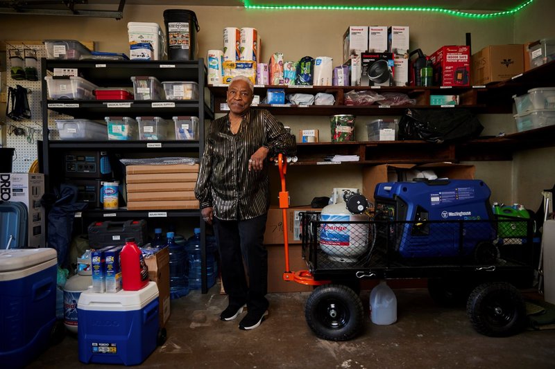 Medical supplies, diapers and blankets are just some of the hurricane-survival items that Ms Doris Hill keeps in her Houston garage