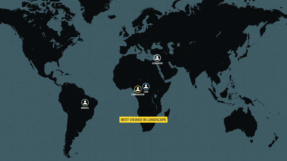 world map showing network of diamond traders in central african republic, cameroon, lebanon and brazil