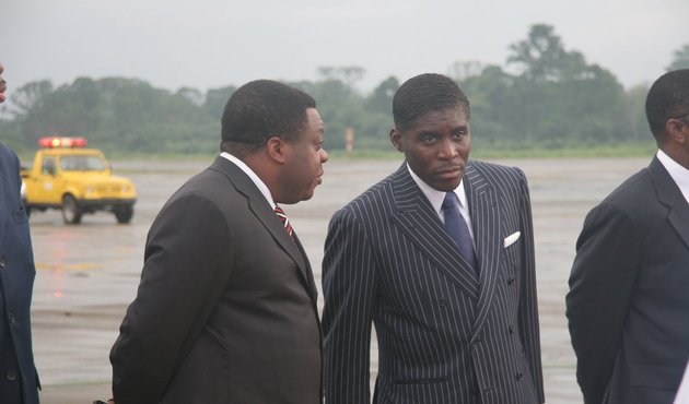 Teodorin Obiang (center right) attending a Brazilian presidential visit in Equatorial Guinea. Creative Commons licence: Flickr.com/Embassy of Equatorial Guinea