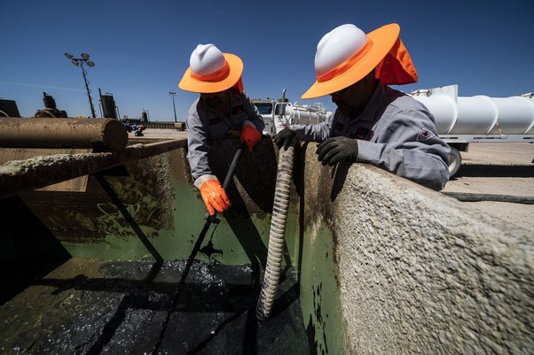 Oil drilling workers