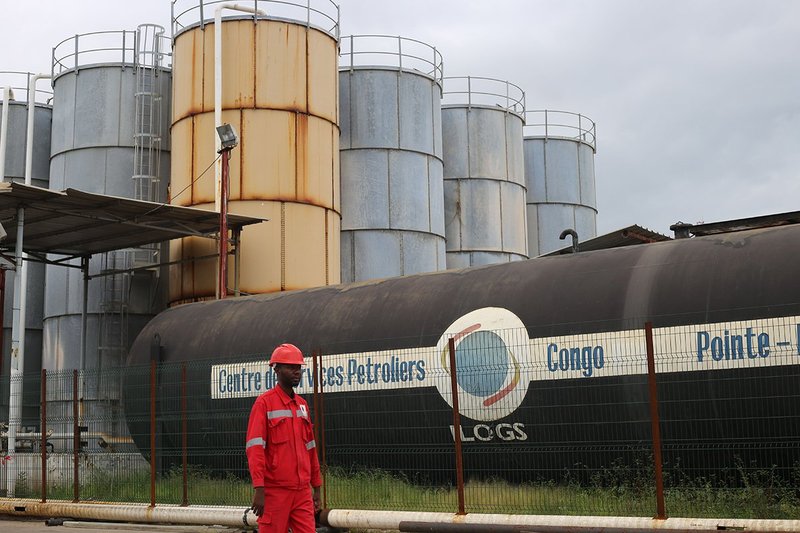 Oil worker at Port autonome de Pointe Noire, Congo Basin