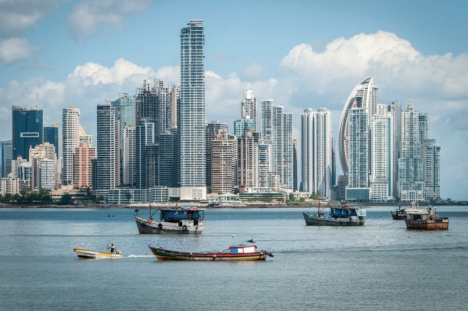 skyscrapers on Panama city water front